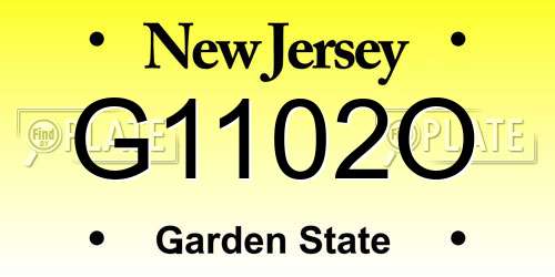 G1102O New Jersey License Plate