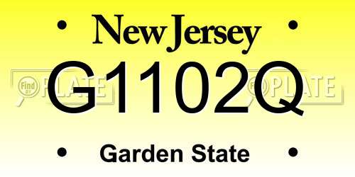 G1102Q New Jersey License Plate