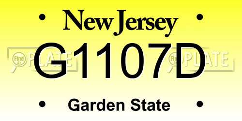G1107D New Jersey License Plate