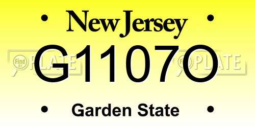 G1107O New Jersey License Plate