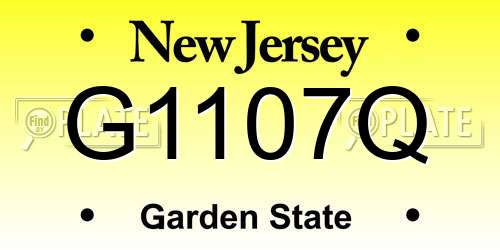 G1107Q New Jersey License Plate