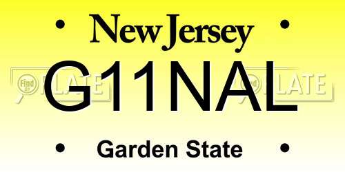 G11NAL New Jersey License Plate