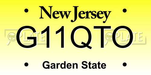 G11QTO New Jersey License Plate