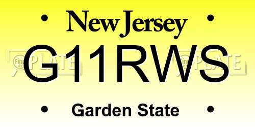 G11RWS New Jersey License Plate
