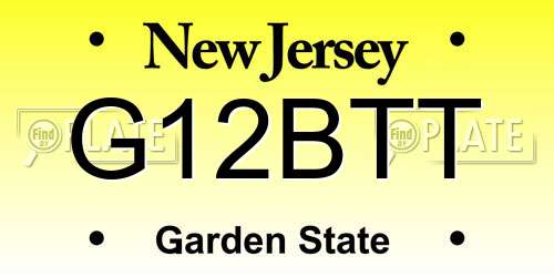G12BTT New Jersey License Plate