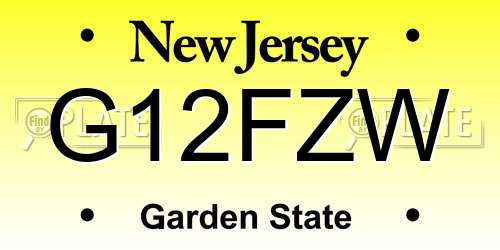 G12FZW New Jersey License Plate