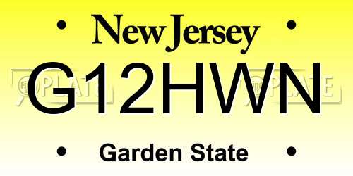 G12HWN New Jersey License Plate