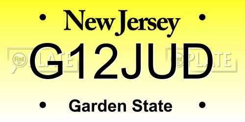 G12JUD New Jersey License Plate