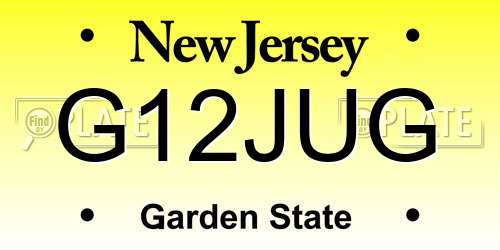 G12JUG New Jersey License Plate