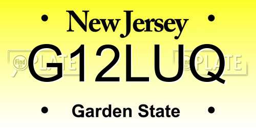 G12LUQ New Jersey License Plate