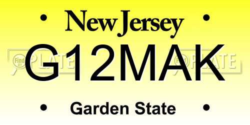 G12MAK New Jersey License Plate