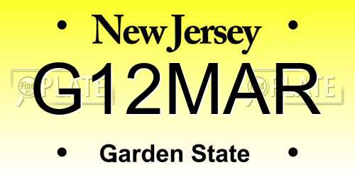 G12MAR New Jersey License Plate