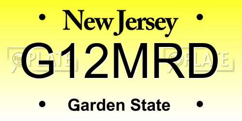 G12MRD New Jersey License Plate