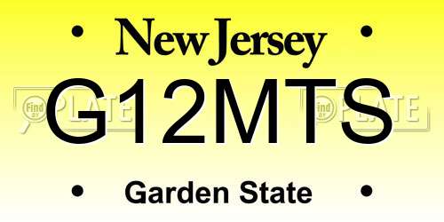 G12MTS New Jersey License Plate