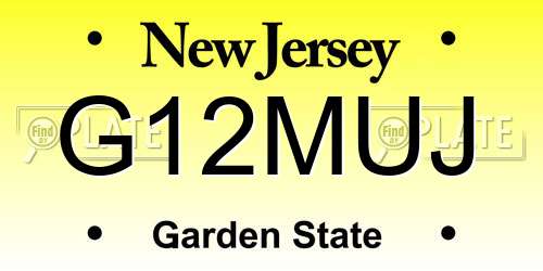 G12MUJ New Jersey License Plate