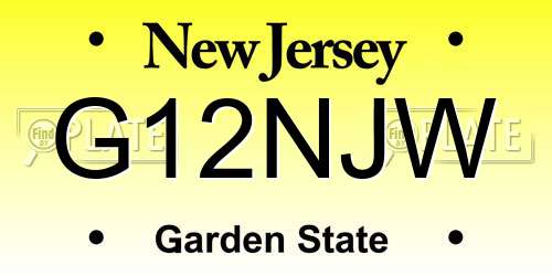 G12NJW New Jersey License Plate