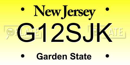 G12SJK New Jersey License Plate