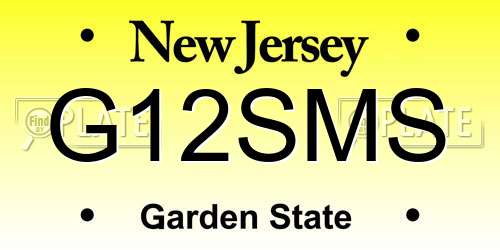 G12SMS New Jersey License Plate