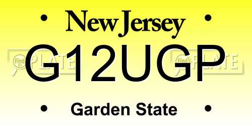 G12UGP New Jersey License Plate