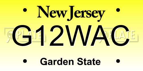 G12WAC New Jersey License Plate