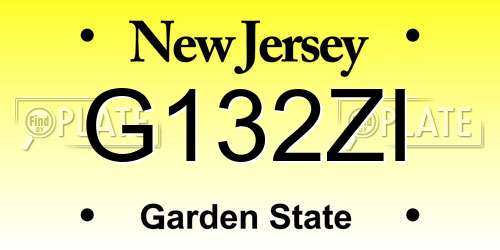 G132ZI New Jersey License Plate