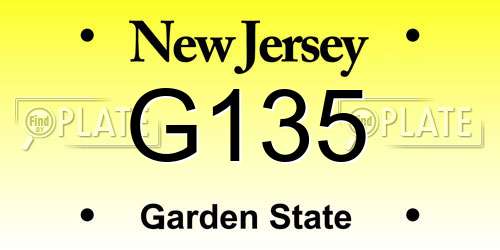 G135 New Jersey License Plate