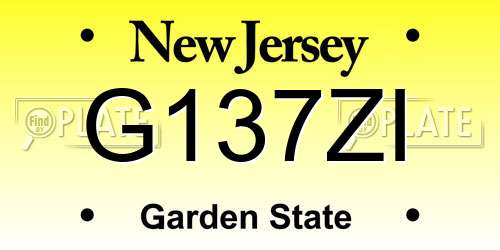 G137ZI New Jersey License Plate