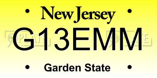 G13EMM New Jersey License Plate