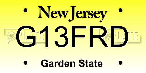 G13FRD New Jersey License Plate