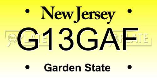 G13GAF New Jersey License Plate