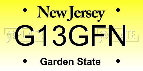 G13GFN New Jersey License Plate