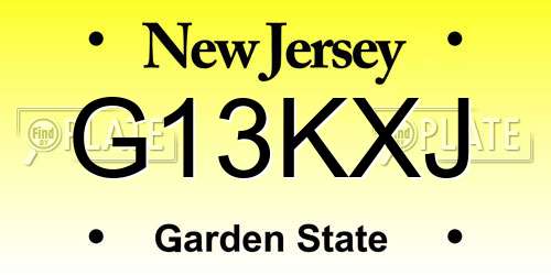 G13KXJ New Jersey License Plate