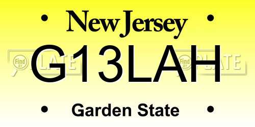 G13LAH New Jersey License Plate