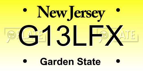 G13LFX New Jersey License Plate