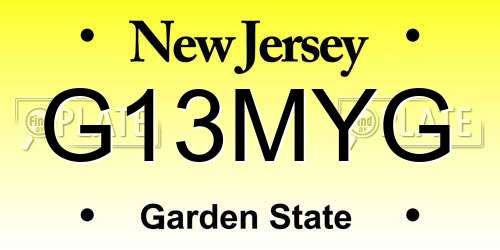 G13MYG New Jersey License Plate