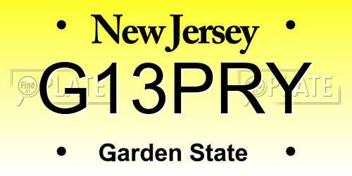 G13PRY New Jersey License Plate