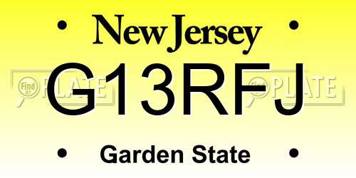 G13RFJ New Jersey License Plate