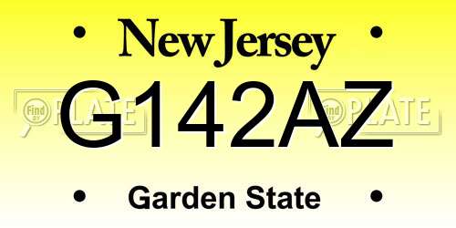 G142AZ New Jersey License Plate