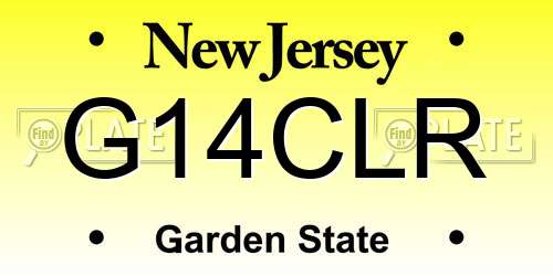 G14CLR New Jersey License Plate