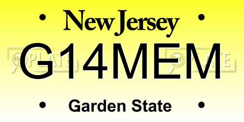 G14MEM New Jersey License Plate