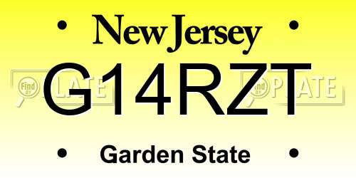 G14RZT New Jersey License Plate