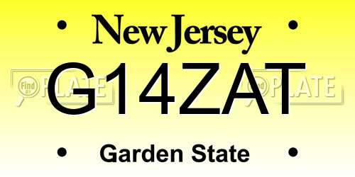 G14ZAT New Jersey License Plate