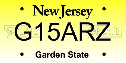 G15ARZ New Jersey License Plate