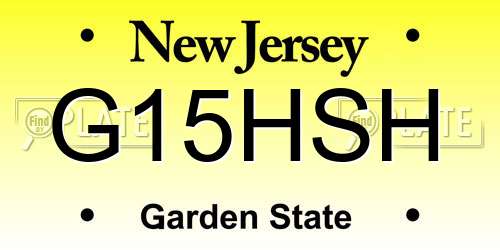 G15HSH New Jersey License Plate