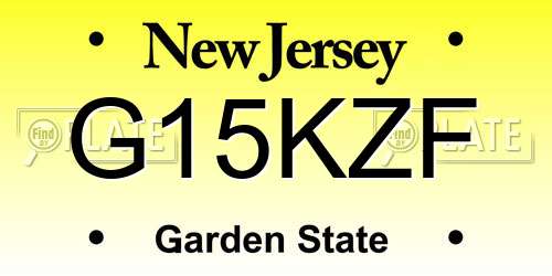 G15KZF New Jersey License Plate