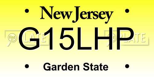 G15LHP New Jersey License Plate