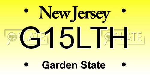 G15LTH New Jersey License Plate