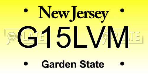 G15LVM New Jersey License Plate