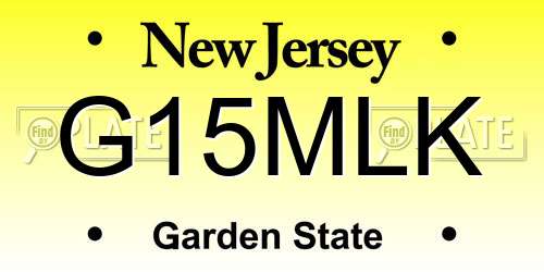 G15MLK New Jersey License Plate