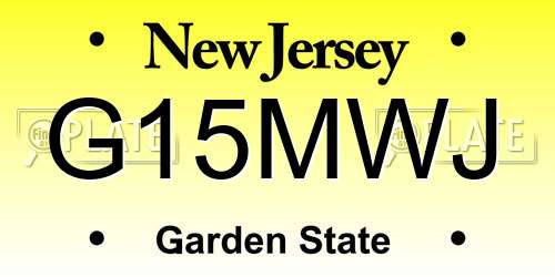 G15MWJ New Jersey License Plate